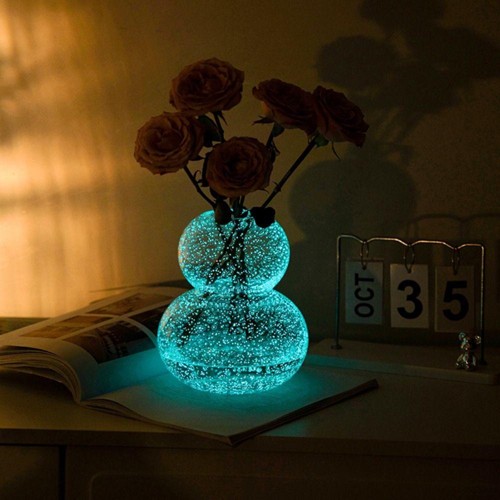 Ins Dreamlike Fluorescent Vase Exquisite Transparent Mushroom Vase Luminous Glacier Vase  Desktop