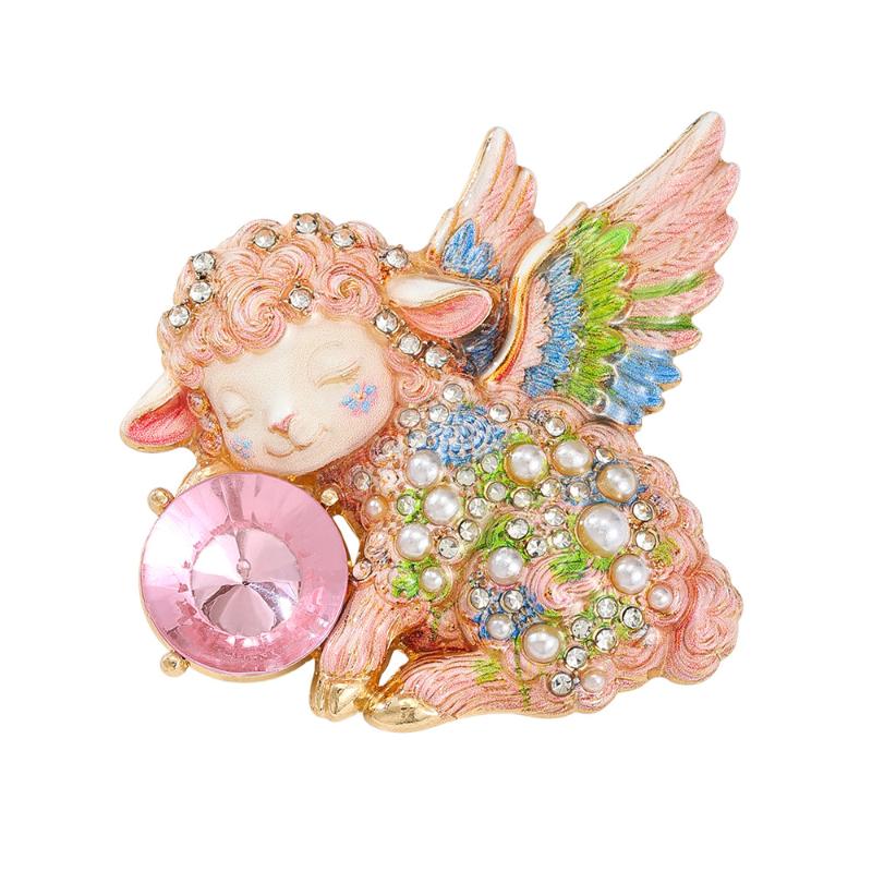Elegant Pearl Sheep Lamb Goat Brooches Anti-rust Unisex Fashion Pins for New Year Party Wedding Wear