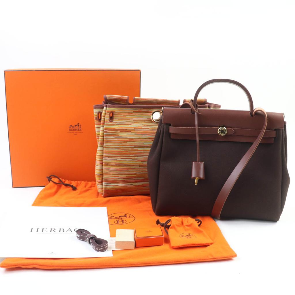 HERMES Shoulder Bag Herbag PM Vibrato Brown Towar Officier Women Used