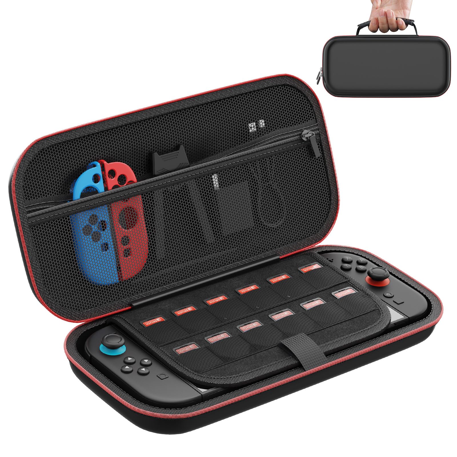 

OLCLSS Switch 2 Waterproof Hard Black Includes Two 10H Hard Tempered a Cleaning and Eight Silicone Locker Large EVA Material for and Storage (2025) чёрный