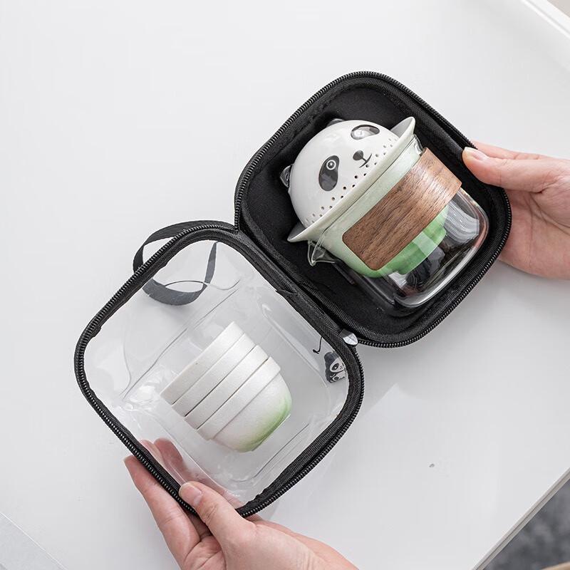 Guochao Style Ceramic Panda Travel Tea Set
