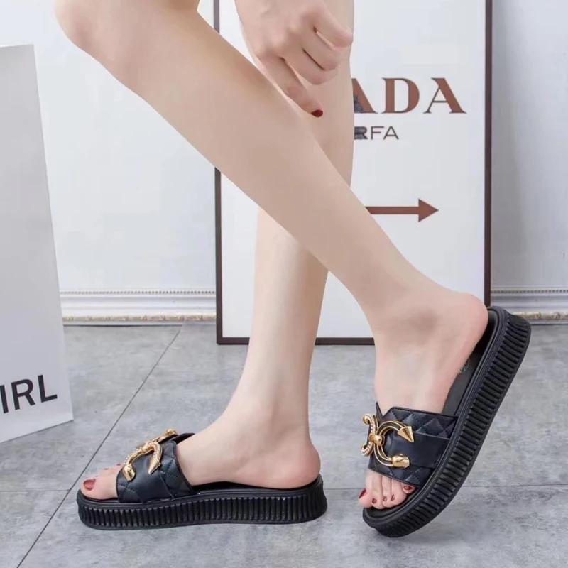 Мода Новая Мода Женские Тапочки Лето Женские Тапочки Для Дома Улицы Вьетнамки Пляжная — фото 5