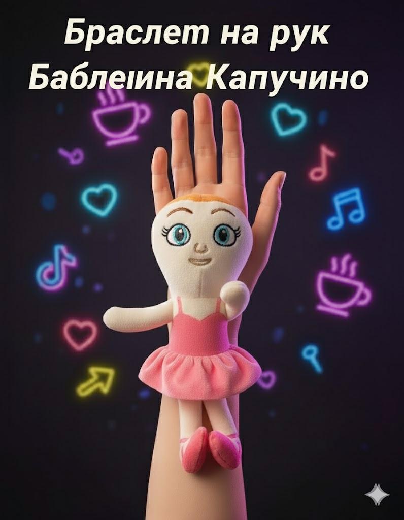 

М яка іграшка Балерина Капучино Ballerina Cappuccino Italian Brainrot Італійський брейнрот дитяча браслет на руку іграшка для дітей 18 см 18 рожевий