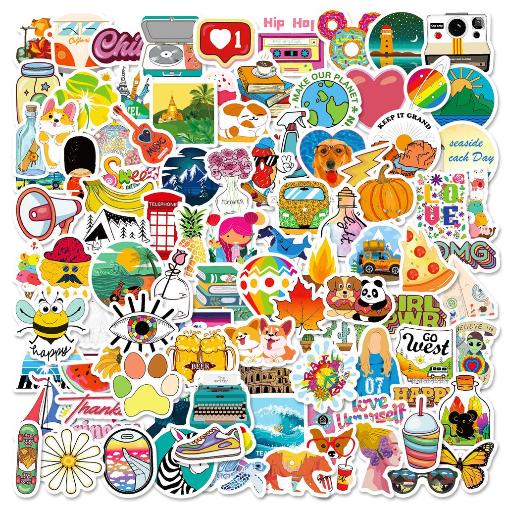 100 Small Size Qing Series Animal Mix And Match Graffiti Stickers Decorative Stickers