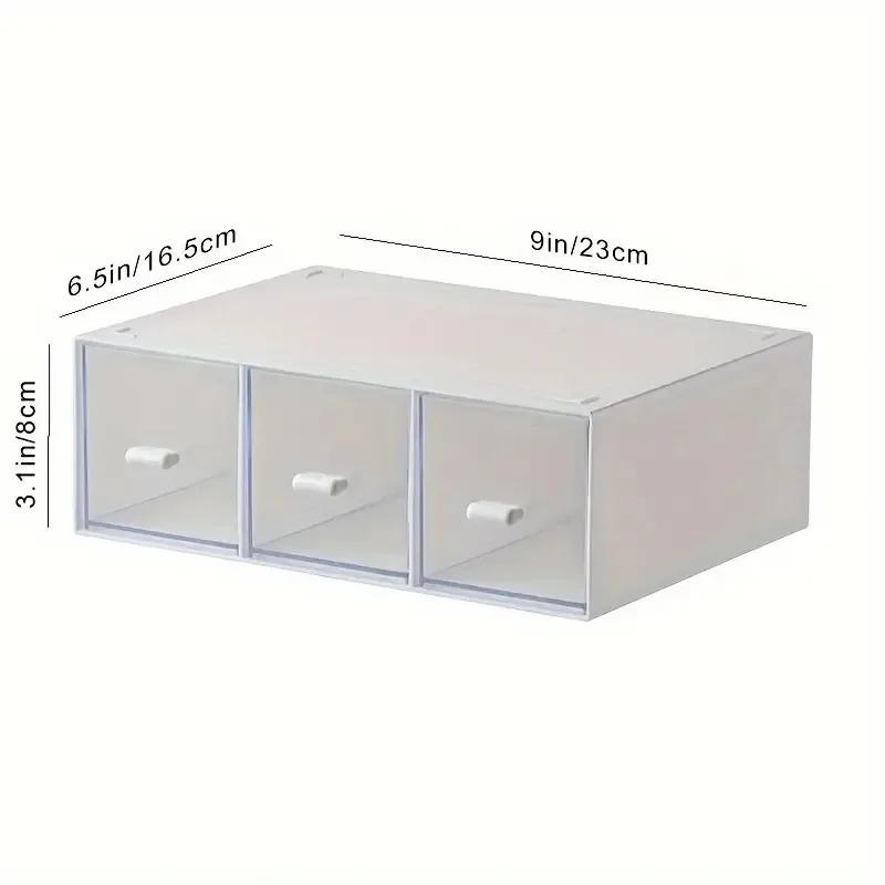 

1pc Desktop Storage Box Stackable Transparent Drawer Cosmetic Storage Box Office Stationery Sundries Basket Countertop Organizer