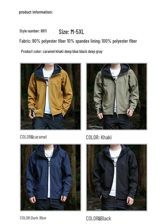 Men's 2025 Spring Softshell Hooded Windproof Waterproof Jacket - Casual Outdoor Workwear Coat