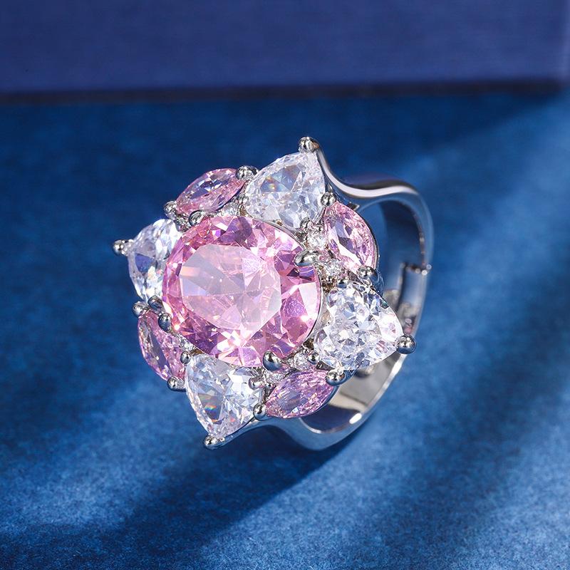 

Ювелирные изделия Медное основание с золотым покрытием Ретро ветер Симуляция Розовый бриллиант Подвеска Кольцо Набор Основной камень 10 * 12