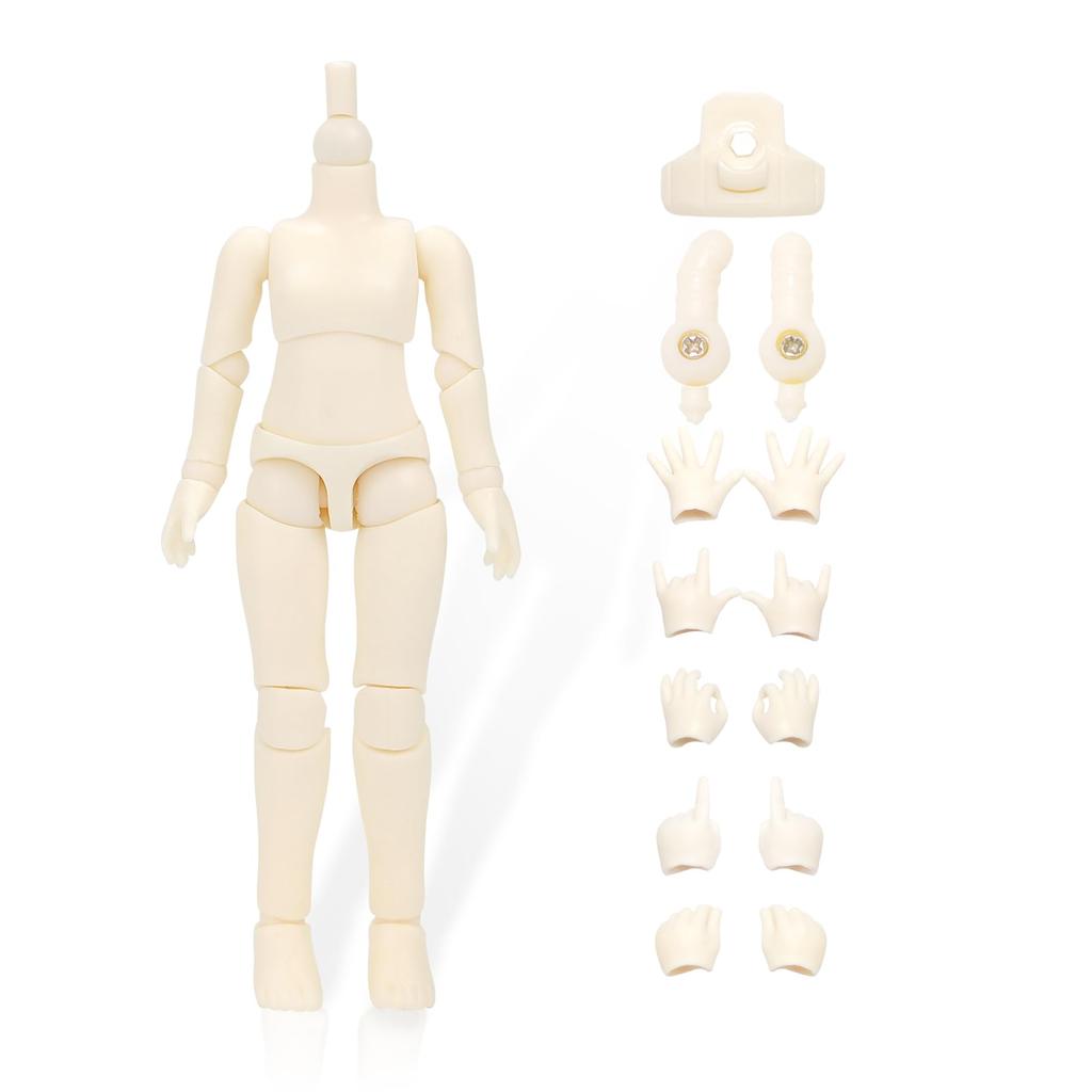 OB11 Doll Body 1/12 MJD Movable Doll Model Action Figure Normal Size Girl (Super White - 12cm)