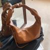 Women's Crescent Leather Shoulder Bag Soft Interior Compartment Solid Fashion