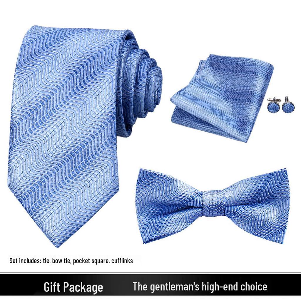 Men's Silk Bow Tie & Pocket Square Gift Set - Business & Wedding