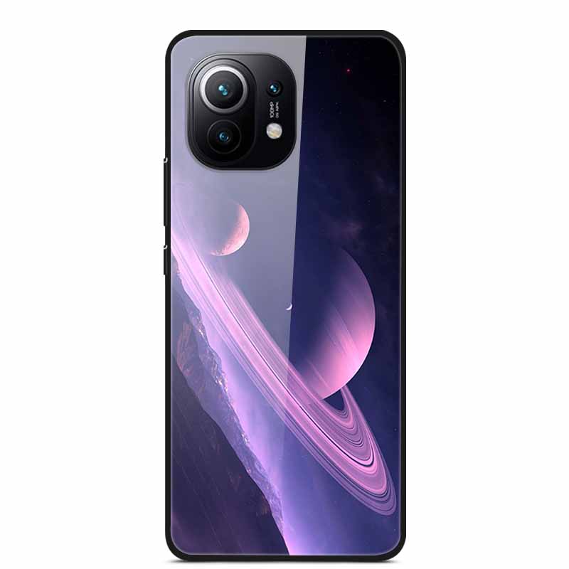 Glass Back Cover For Xiaomi 11 Lite 5G NE Case Soft Edge Hard Tempered Glass Case For Xiaomi Mi 11 Lite 5G NE Phone Case Coque