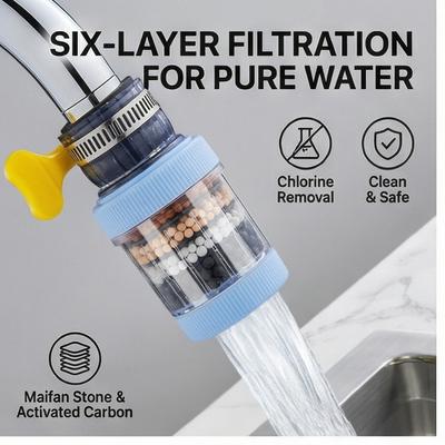 Faucet Filter with 6-Layer Purification – Anti-Splash Water Saver (Maifan Stone) for Kitchen