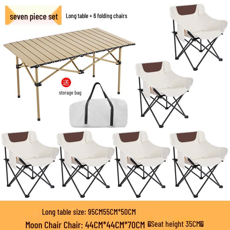 Portable Outdoor Folding Table & Chair Set for BBQs – Includes 1 Roll-up Table & 4 Chairs