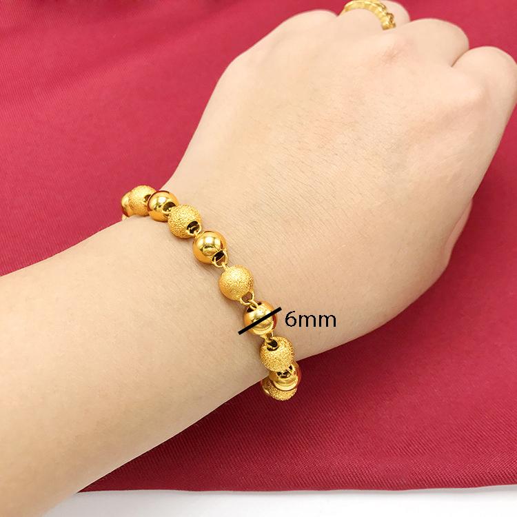 Dubai Jewelry Ladies Fashion Round Bead Braceletsgold PlatedStall Small Jewelry Solid Smooth Frosted Bracelet Source