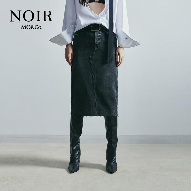 

MO&Co. NOIR Series Denim Midi Skirt with Hand-Cut Slit M 165
