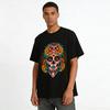 Day of the Dead Floral Skull Graphic Casual Tee Pure cotton T-shirt