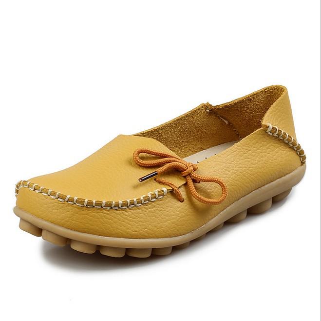 Casual Women's Single Shoes, Mother Shoes, Flat-bottomed Peas Shoes, Nurse Shoes, Lace-up Tendon Low-top Shoes