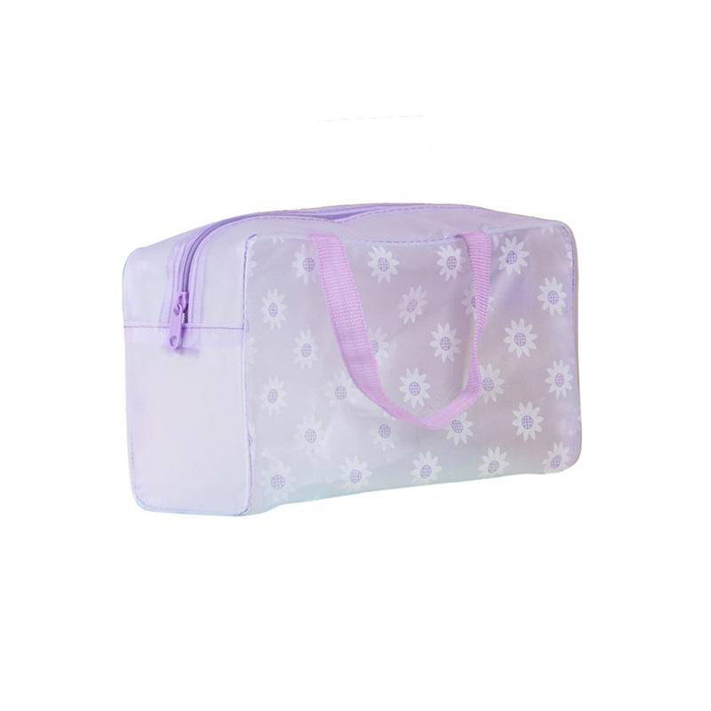 Waterproof PVC Cosmetic Storage Bag for Women Floral Transparent Wash Bag Creative Home Outing Compressed Shower Bag