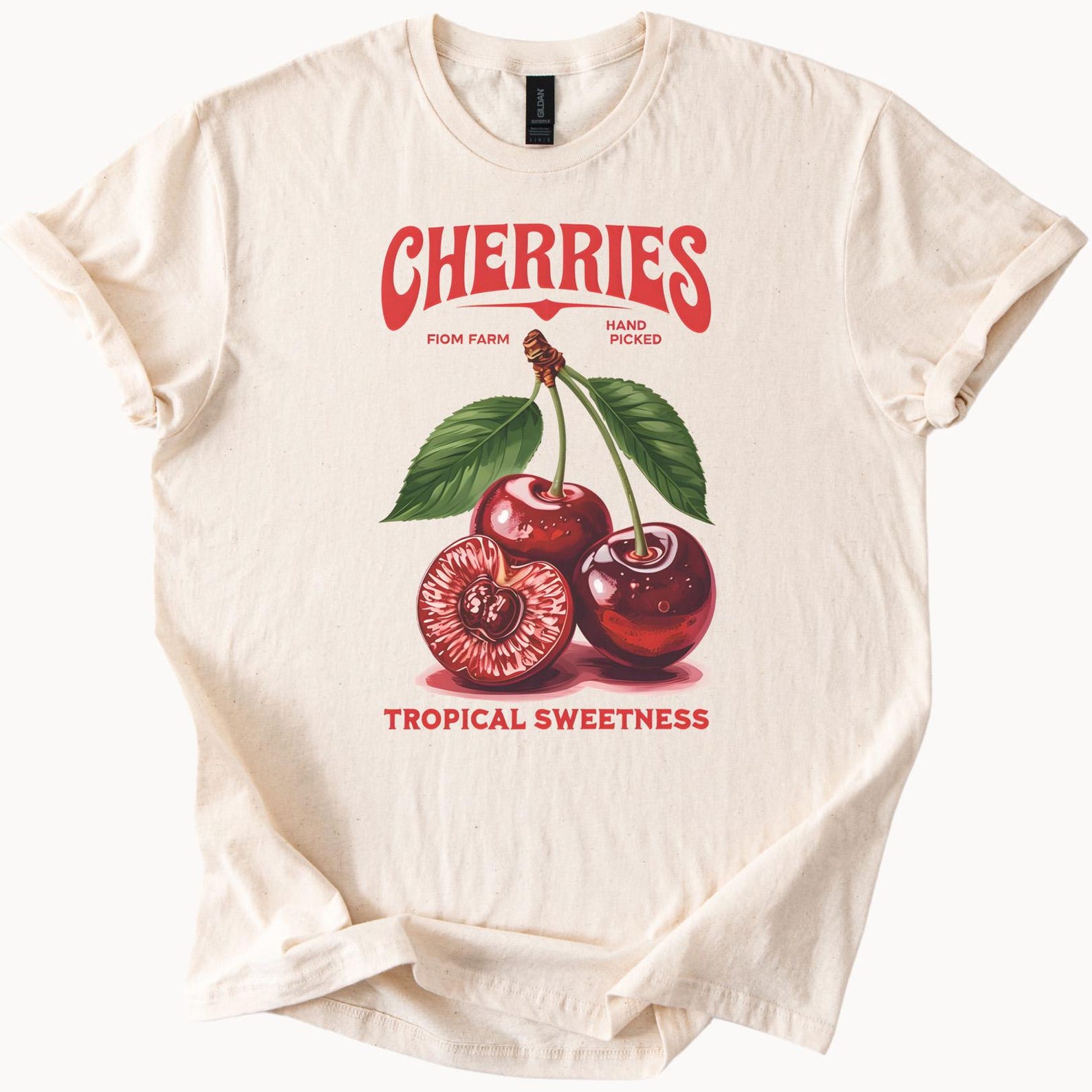 Cherries Graphic T Shirt Hand Picked Fruit Art Tropical Sweetness Farm Fresh Cherry Illustration Summer Tee Gift for Cherry Lovers 120