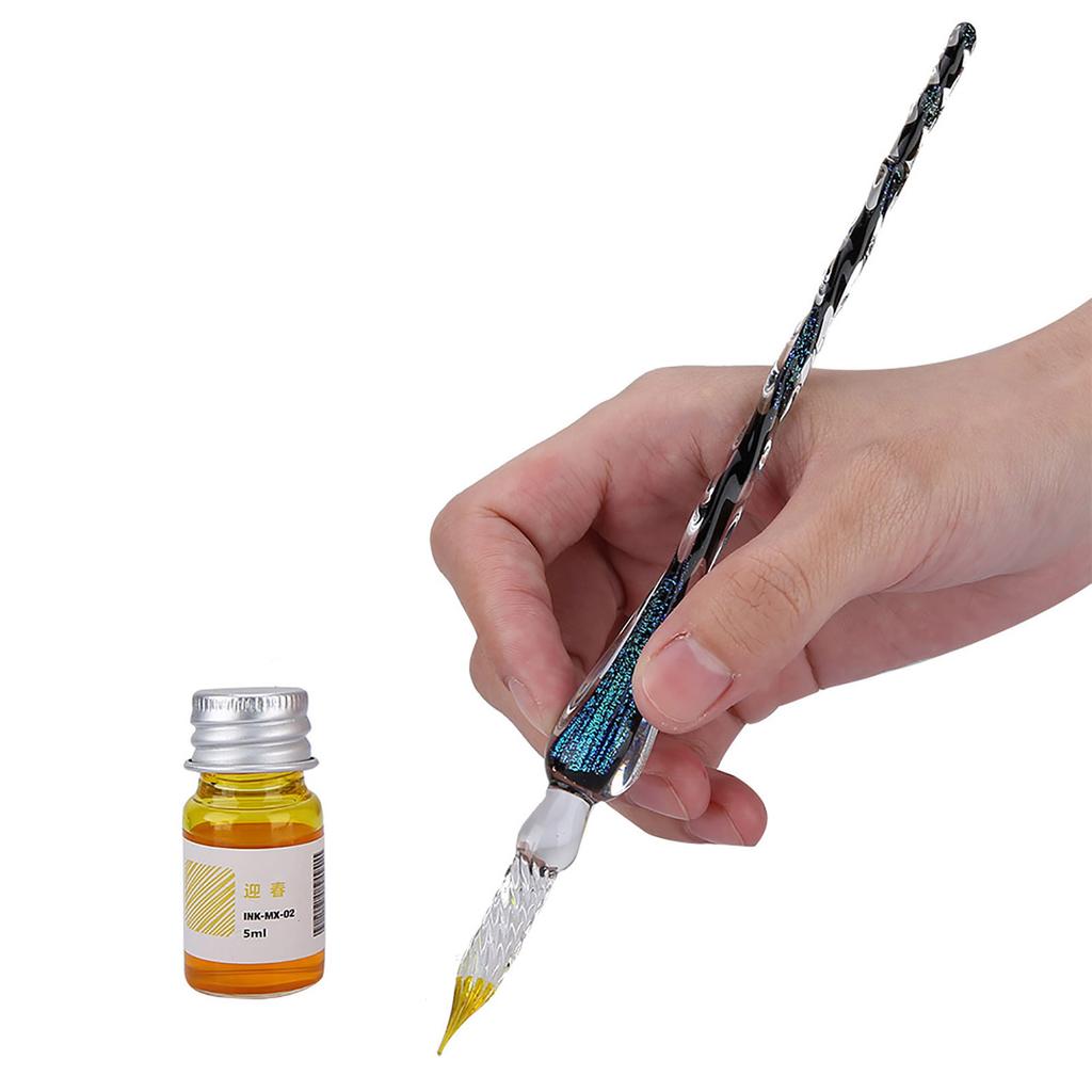 Glas-Dip-Stift Signatur-Tinte Stift Füllfederhalter Set mit Tintenhalter Bunt