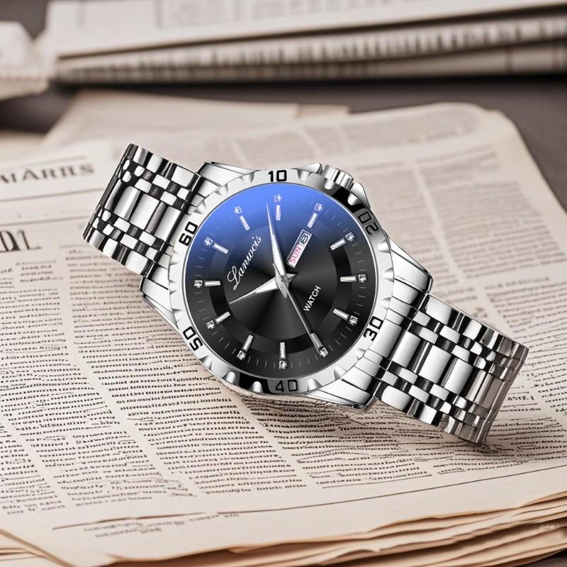 Men's Watch Casual Fashion Steel Belt Calendar Luminous Business Quartz Watch