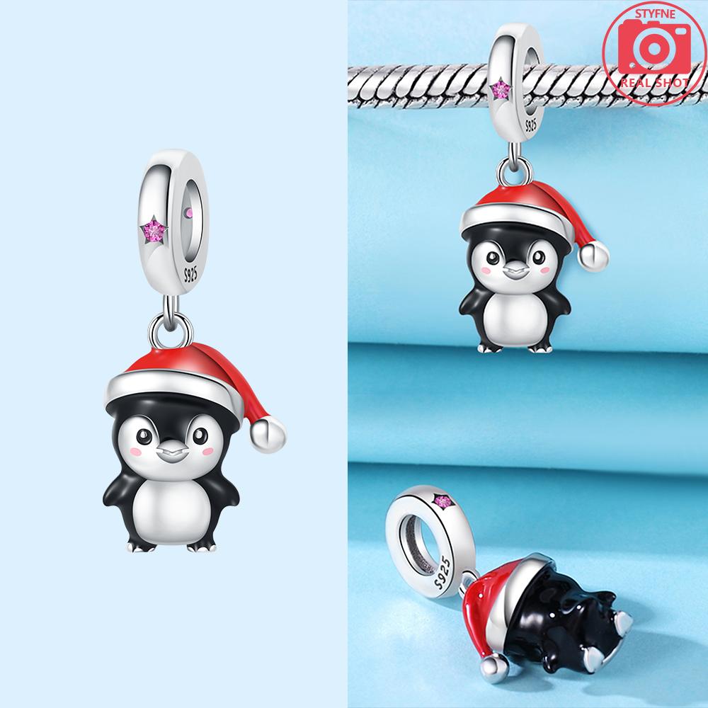 Charms Original Santa Claus Snowman Winter Penguin Snowflake Beads Fit Bracelet Copper Jewelry Women Diy Gift
