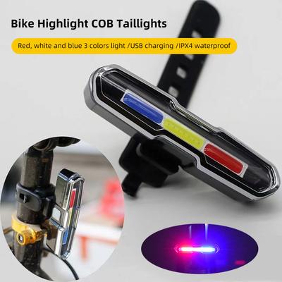 Luce posteriore COB per bicicletta, ricaricabile tramite USB, luce posteriore per bicicletta, impermeabile, MTB, luci posteriori di avvertimento per bici, per corsa, equitazione, ciclismo