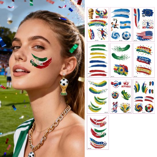 Wasserdichte Tattoo-Aufkleber Schweißfeste Temporäre Tattoos für Club-Events Partys Fußballfans Make-up Gesichtskleber