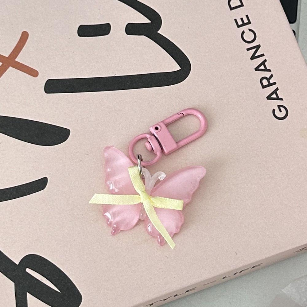 

Смола Брелок-бабочка Сладкий ленточный бант Брелок Кавайный Желейный кулон-бабочка Пара темно-розовый