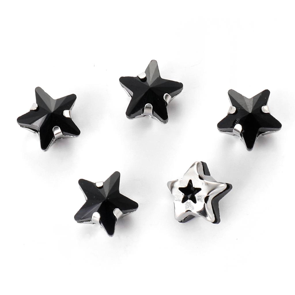50 Pcs 10mm Star Glass Claw Drill with Hole Pentagram Hand-sewn Drill DIY Wedding Shoes and Clothing Bags Hairpin Jewelry Accessories