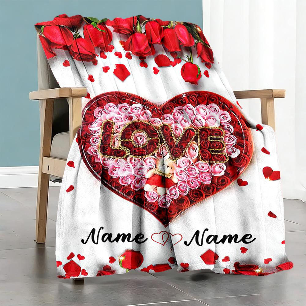 Love Customize Text Blanket Throw Customizable Blanket Warmthful Decor Great for Picnics Couch Livingroom Office Chair Four Seasons Multipurpose