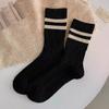 1 Pair Women Socks Ribbed Cuffs Twist Textures Sweat-absorbent Elastic Socks Autumn Winter Mid-tube Thick Warm Socks