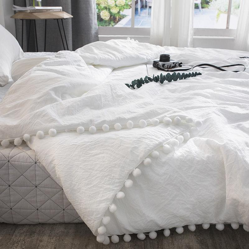Summer Solid Color Bubble Gauze Washed Summer Quilt Home Single/Double Stylish Simple Skin-Friendly Cooling Air-Condition Thin Comforter