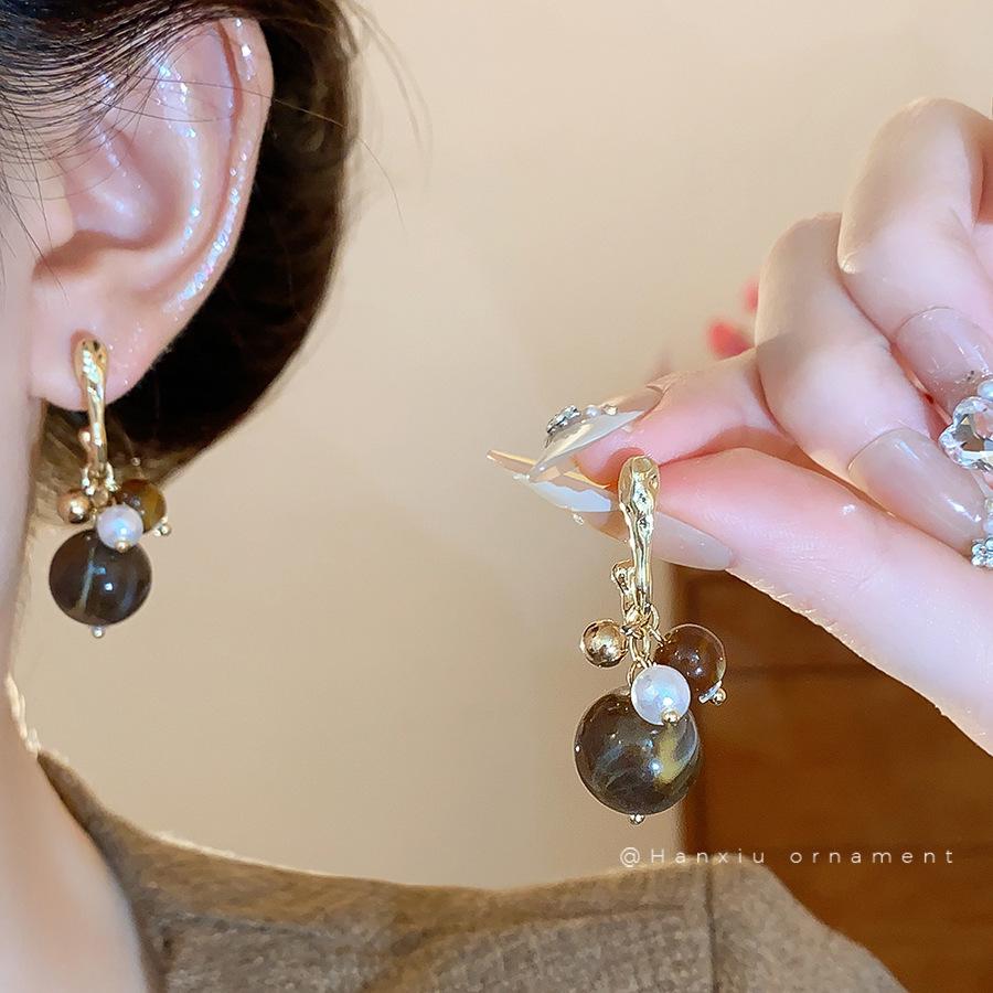 Silver Needle Leopard Heart Bow Geometric Dangle Earrings - Trendy Korean Style for Women