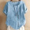 T-shirt in Cotone e Lino da Donna con Vestibilità Larga e Maniche Corte per Uso Casual