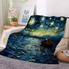 1 Double-sided Flannel Painting Style Abstract Art Printed Blanket Suitable for Sofas, Air-conditioned Rooms, and Camping Use