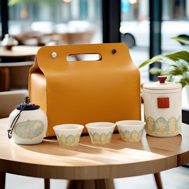 Chaxun Ceramic Tea Set (1 Pot, 3 Cups, 1 Jar)