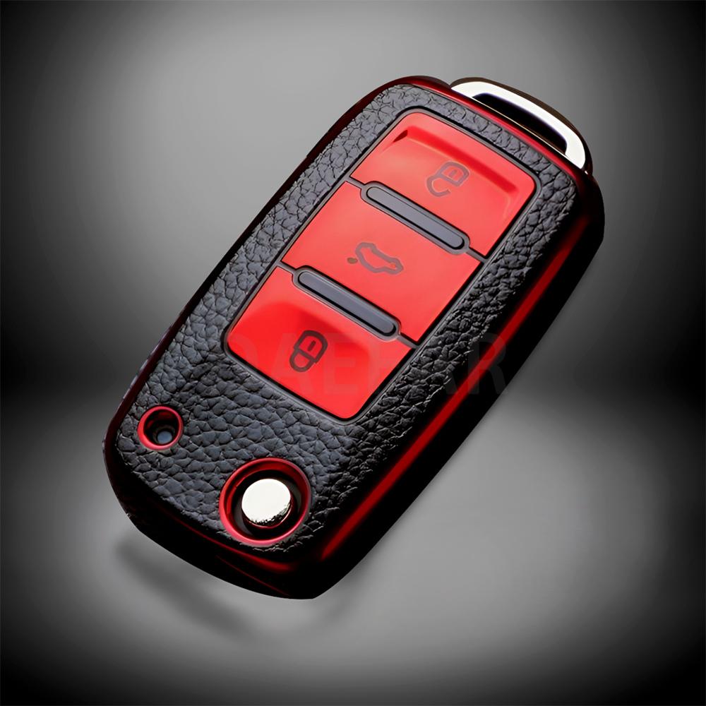 TPU Leather Car Key Case Car Key Full Cover for VW Volkswagen Polo Tiguan Passat Golf Jetta Lavida Skoda Octavia Protection Bag