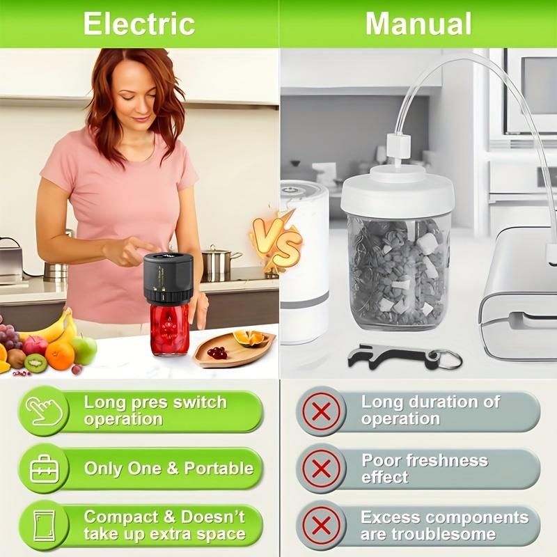 Electric Mason Jar Sealer - One-Touch Jar Sealer Suitable for Mason Jars with Wide/ Narrow Mouth Lids, Heavy-Duty Seal for Preservation