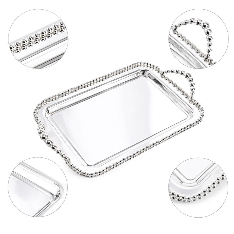 Reflective Metal Display Tray for Coffee Service, Entryway Placement and Dresser Arrangement for Daily Home Use