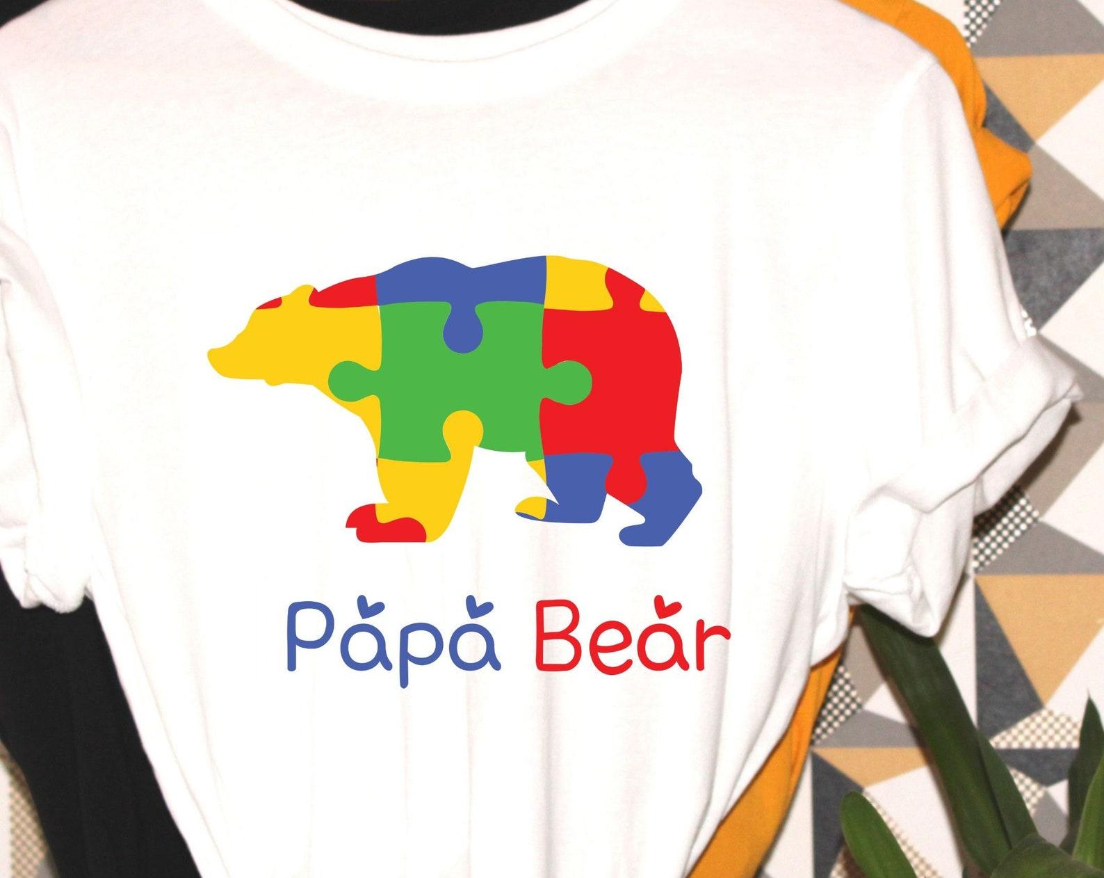 Papa Bear, autism tshirt, autism grandpa, gift for grandpa, autism dad shirt, autism awareness, gift for dad XL