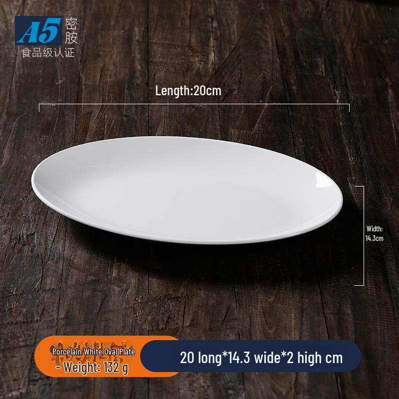 Melamine White Oval Fish Plate – Thickened Imitation Porcelain, 16-inch Large for Hotels