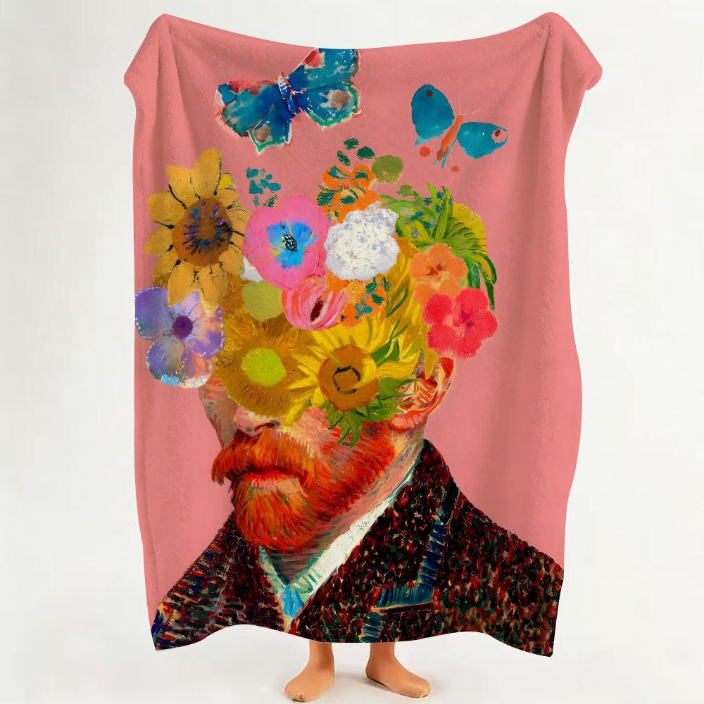 Art F Funny F Floral a Art Throw Flannel Throw Blanket Suitable for Sofa Living Room Bedroom