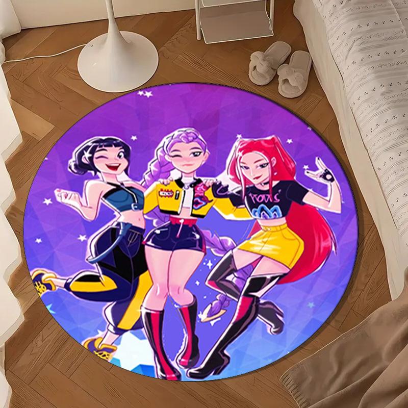 Superhero Kpop Friends Adventure Round Rug for Livingroom,Bedroom, Palyroom, Chair Rug, Area Rug, Circle Carpet, Large Size Fan Christmas Gift