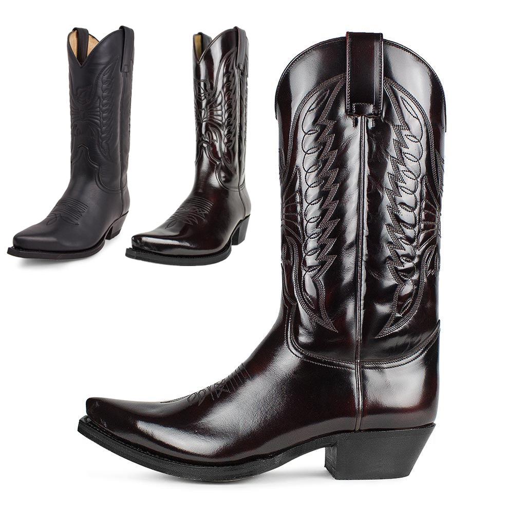 Men's Embroidered Western Cowboy Boots, Classic Pull On Pointed Toe Work Boot, Durable Chunky Heel Non-Slip Mid-Calf Booties