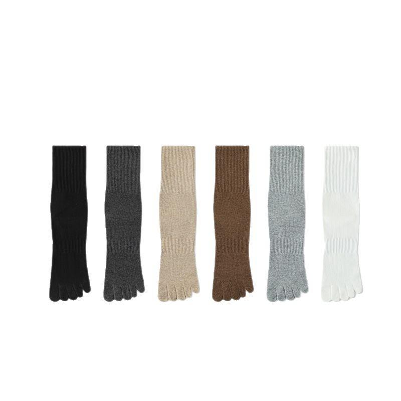 Five-fingered Socks for Men, Massage Soles, Spring and Autumn Mid-calf Socks, Antibacterial and Anti-foot Odor Toe Socks, Men's Long Socks