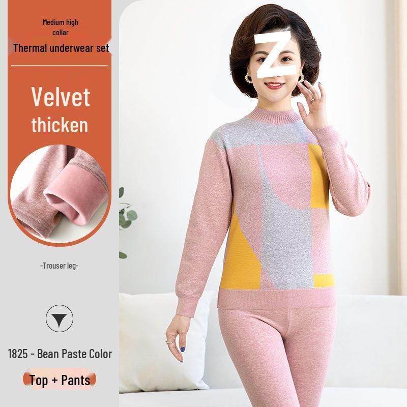 Women's Warm Fleece Set for Mid-Aged and Elderly: Cozy Winter Underwear for Mothers and Grandmothers