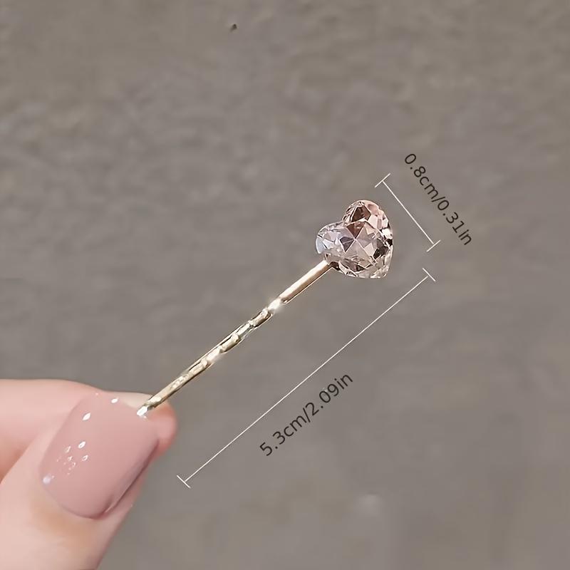1 Pair Elegant Heart-Shaped Rhinestone Hair Clips for Women Sparkling Crystal & Alloy Barrettes, Stylish Elegant Hairpin Hair Accessories for Women