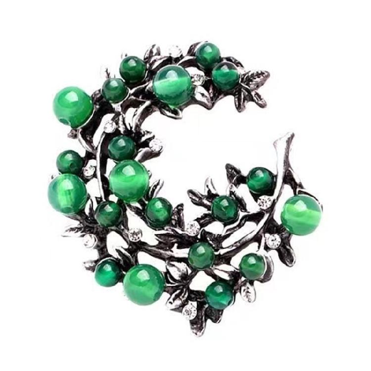 Handcraft Green Agate Statement Brooch Elegant Sturdy Alloy Jewelry Pieces Ideal for Parties Supplies and Gatherings 1