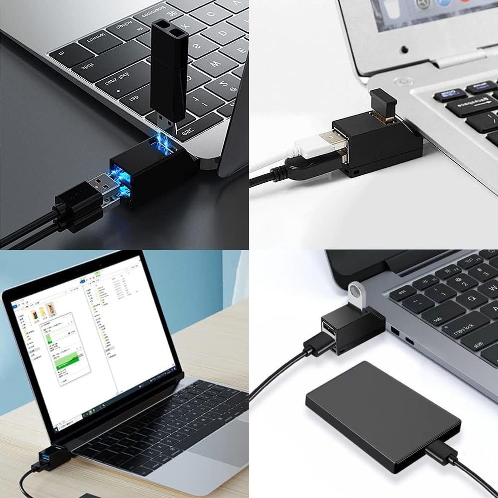 USB USB Port High Compact Type-C Hub, 3-Port Type-C Hub, 3.0 + 2.0 Combo, Ultra-Small, Expansion, Speed, Lightweight, Portable, 1-Piece (Black)